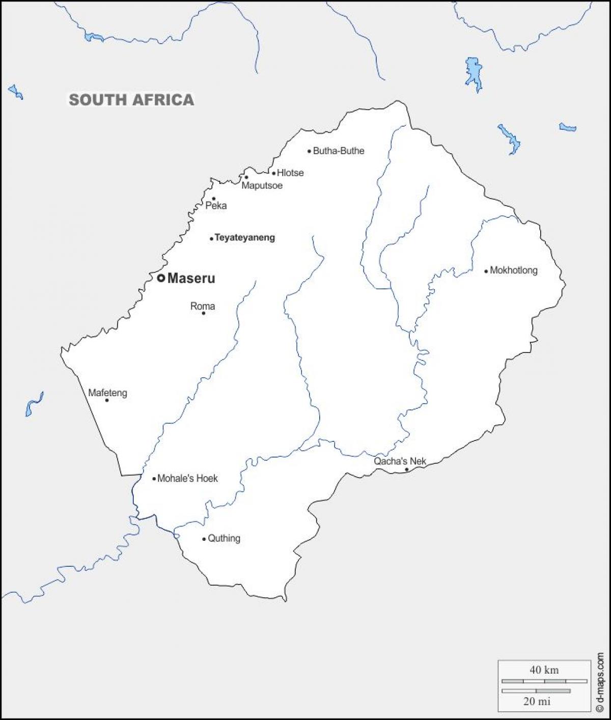 kaart maputsoe, Lesotho