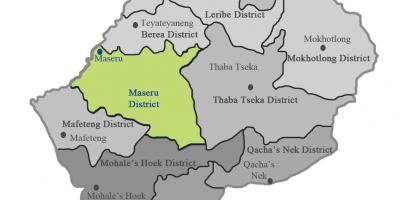Kaart Lesotho, mis näitab linnaosades