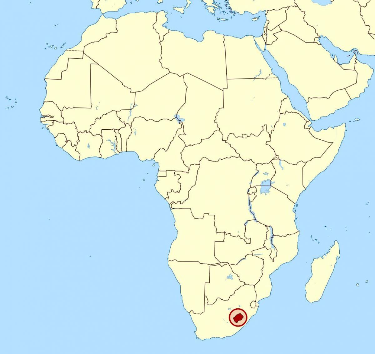 kaart Lesotho kaardil aafrika