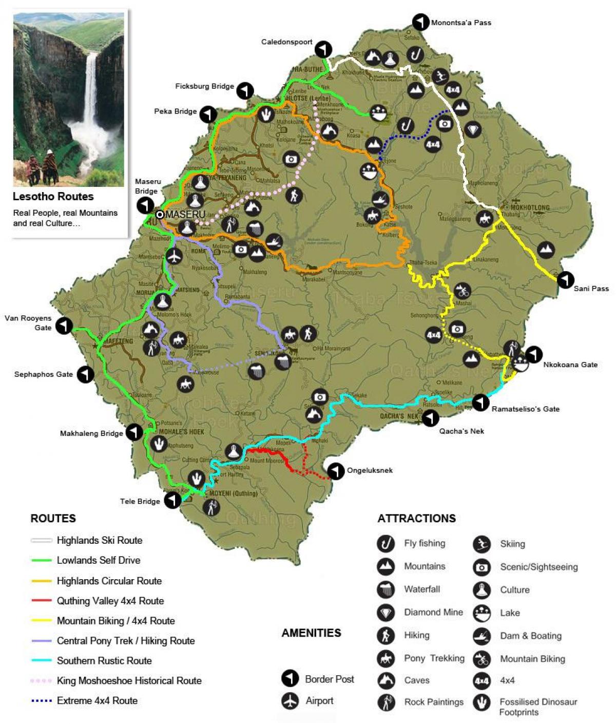 kaart Lesotho turist